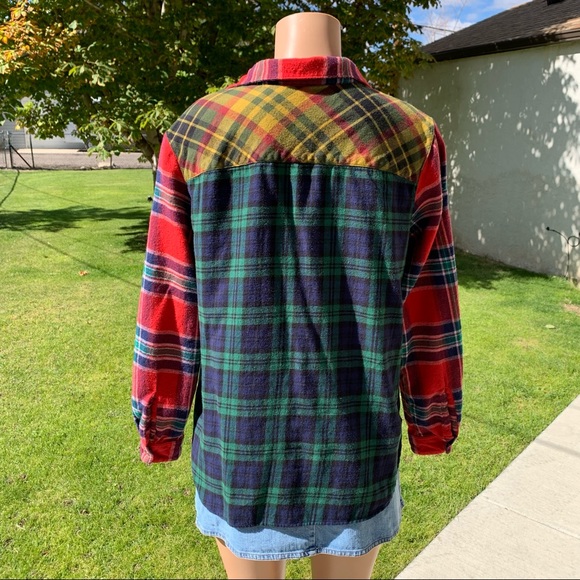 Vintage Plaid Flannel Patchwork Top Cottagecore Retro Rustic Hippie Boho Blair - Picture 9 of 12